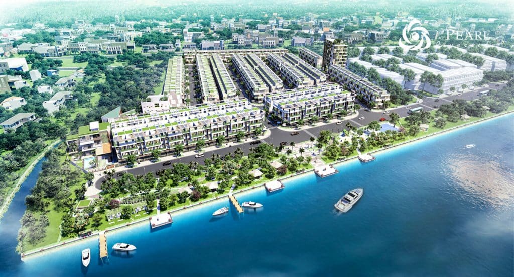 Phối cảnh khu nhà phố compound ven sông The Pearl Riverside, Bến Lức